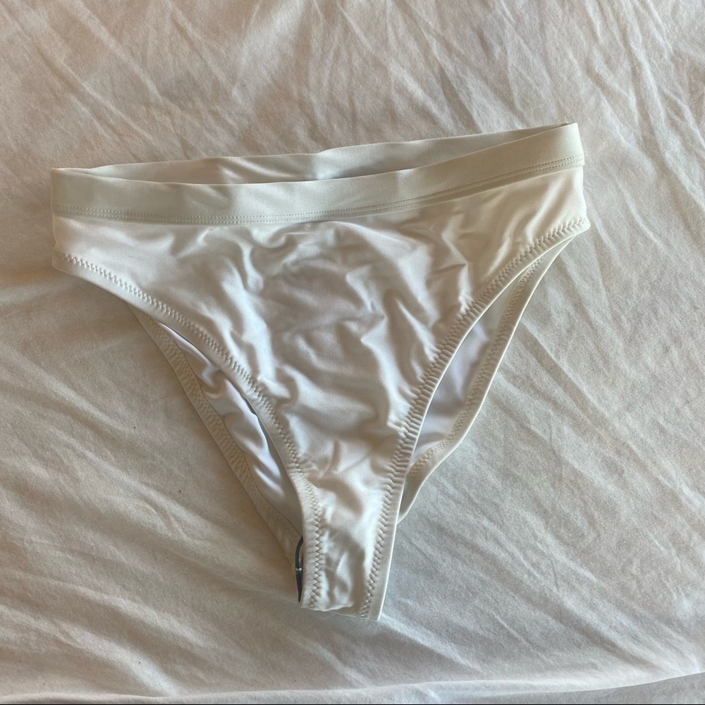 White high cut bathing suit bottoms
